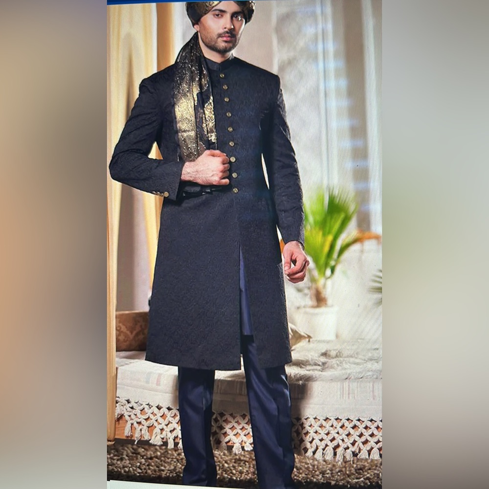 AMIR ADNAN black mens designer sherwani